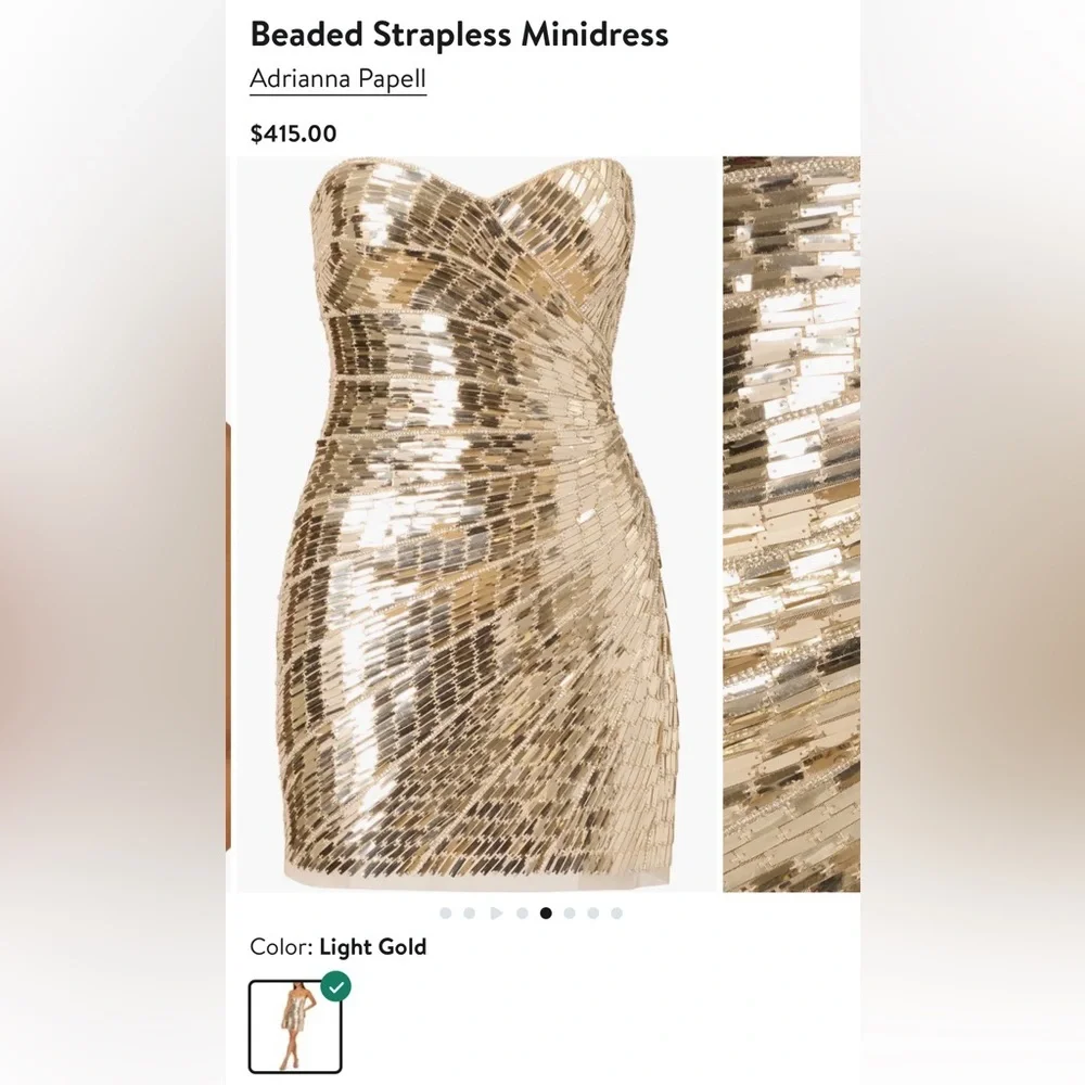 Adrianna Papell Strapless Gold Sequin Dress - Picture 7 of 14